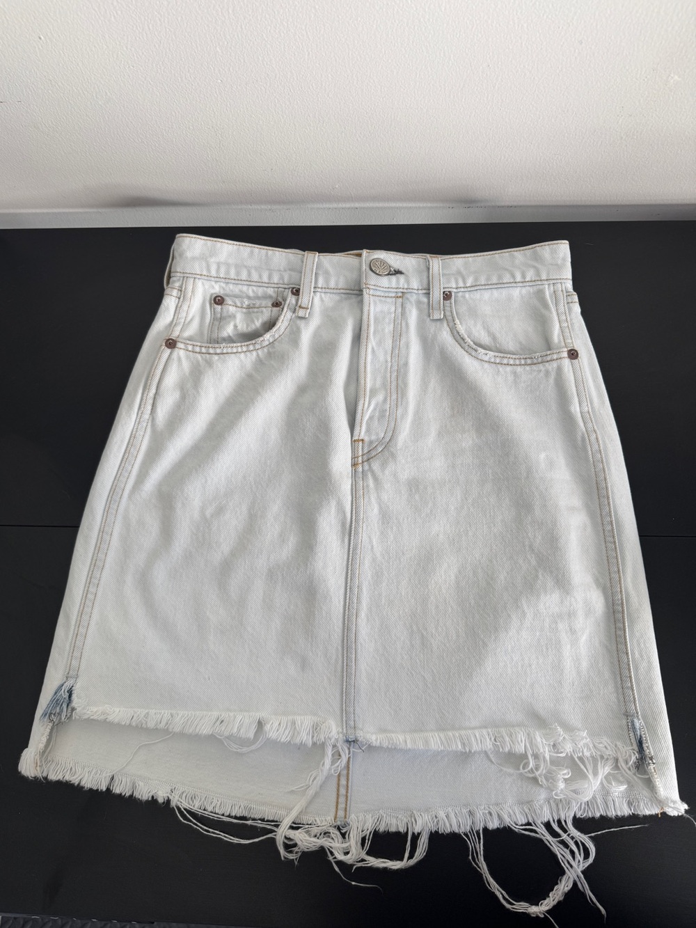 rag & bone Light Blue Distressed Denim Mini Skirt Size 27